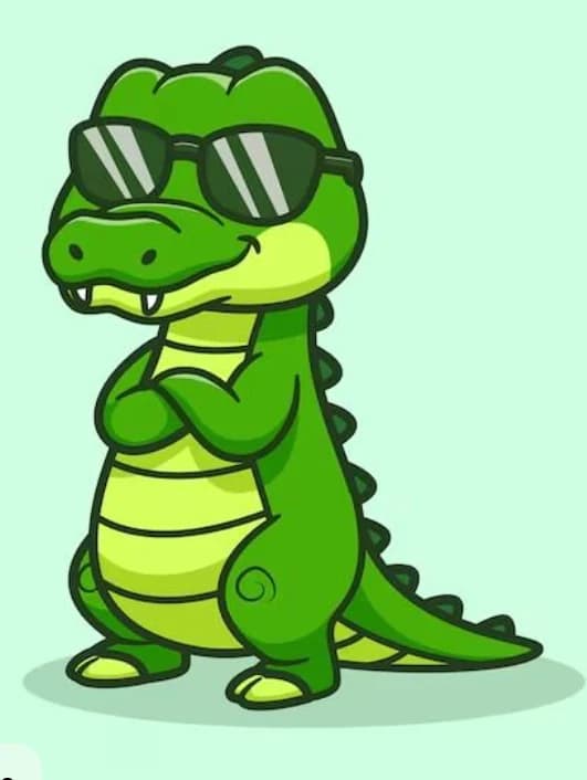 Chomp in sunglasses with arms folded